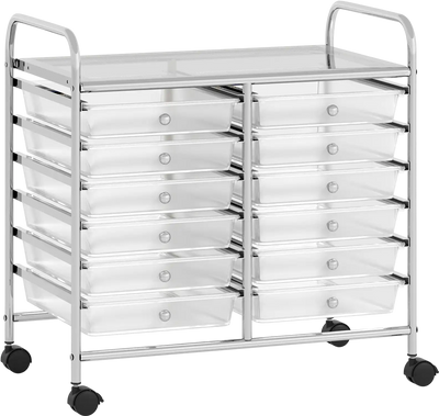 Costway 12-Drawer Rolling Storage Cart Home Office File Cabinet 184563279 New