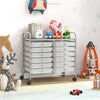 Transparent drawers on a 12-drawer rolling storage cart with a metal frame and handles, perfect for organizing in any.