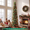 12 FT artificial Christmas tree with 1818 PVC branch tips, featuring a slim pencil shape for elegant holiday decor.