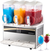 Commercial slushy dispenser with three independent tanks, 12 gal capacity, ideal for vibrant slushies and margaritas.