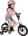 12-inch pink kids bike with adjustable seat, removable training wheels, and dual brakes for ages 3-8, perfect for.