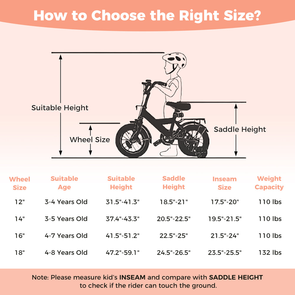 12-inch pink kids bike with adjustable seat and handlebar, designed for 3-8 years old, featuring training wheels for.