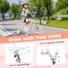 12-inch pink kids bike with adjustable seat and handlebar, designed for children aged 3-8 years for safe riding.
