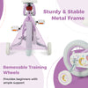 12-inch kids bike in purple with removable training wheels and sturdy metal frame, perfect for beginners aged 3-8 years.