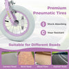 12-inch kids bike with adjustable seat and handlebar, featuring wear-resistant tires for various road surfaces.