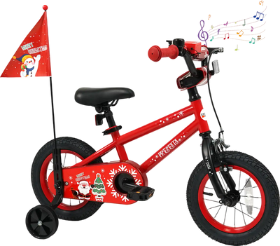 Costway Kids Bike Adjustable Christmas Music Flag 12/14/16/18