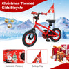 Christmas themed kids bicycle with adjustable seat, safety flag, and adorable pattern for ages 3-5 years old.