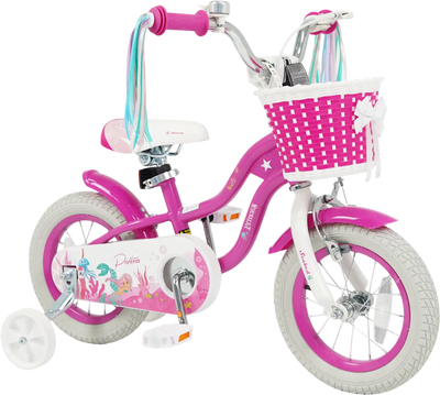 Costway Kids Bike Princess of the Sea Basket Streamers Rose Red 97291487 New