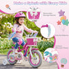 12-inch kids bike in rose red with mermaid theme, adjustable seat, removable basket, and colorful streamers for fun.