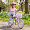 12 Inch Kids Bike Adjustable with Basket and Streamers Purple - Princess of the Sea Theme - Gallery View 1 of 9