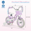 12-inch purple kids bike with adjustable seat, basket, streamers, and training wheels for fun and balance.