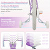 Adjustable 12-inch kids bike in purple with training wheels, basket, and streamers for fun and safe riding.