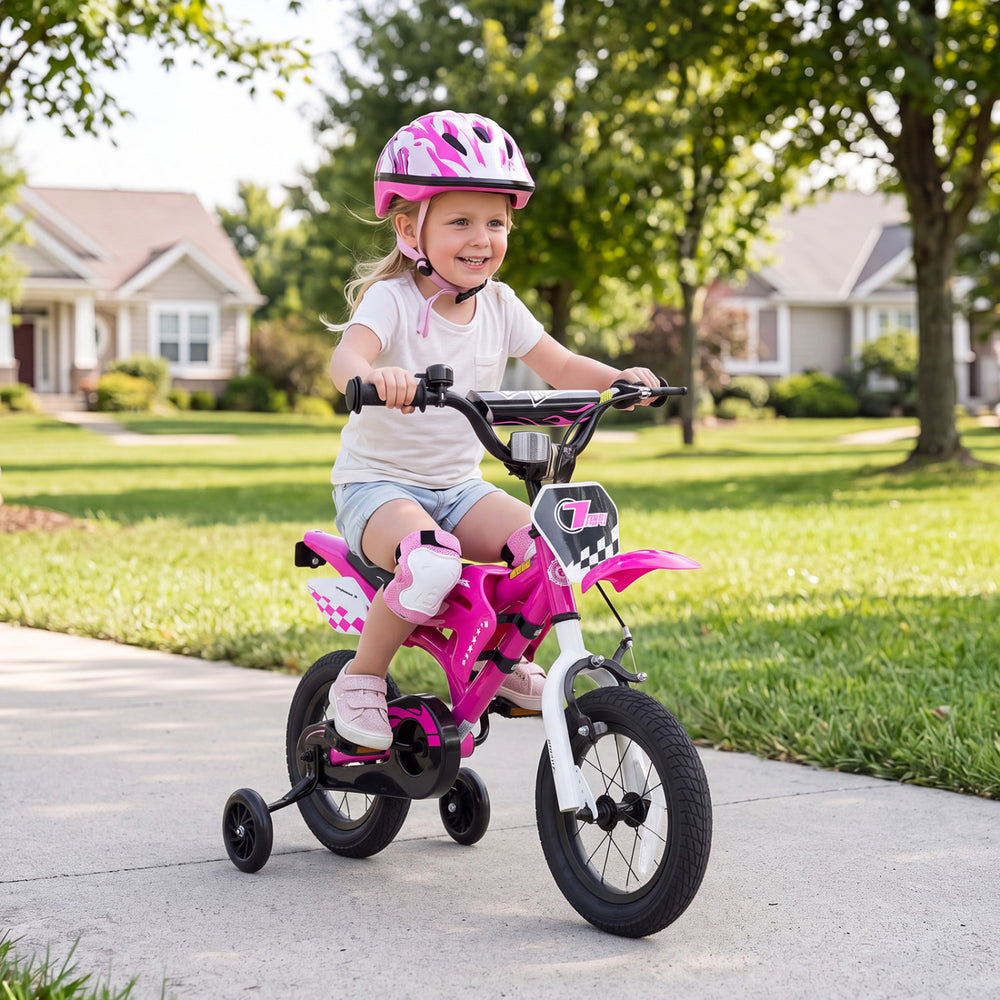 12 Inch Kids Bike Motorcycle-Inspired for Boy Girl Ages 3-4 Years-Pink - Gallery View 1 of 10