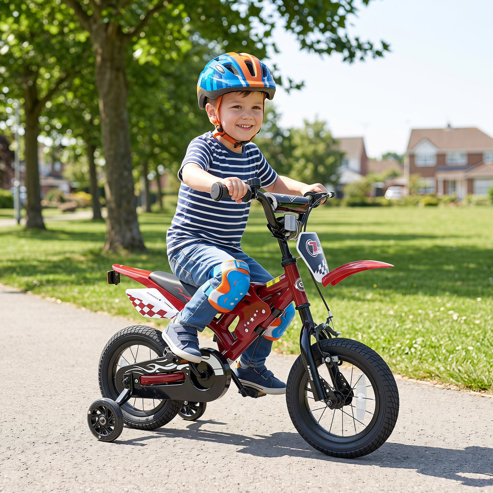 12 Inch Kids Bike Motorcycle-Inspired for Boy Girl Ages 3-4 Years-Red - Gallery View 1 of 10