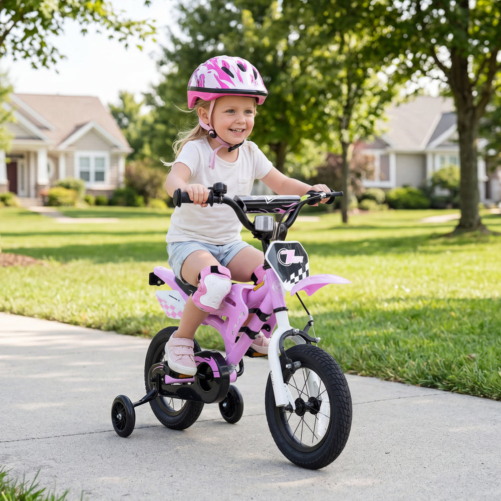 12 Inch Kids Bike Motorcycle-Inspired for Boy Girl Ages 3-4 Years-Purple - Gallery View 1 of 10