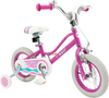 12-inch pink kids bike with adjustable handlebars, training wheels, and hand brake for ages 3-8, perfect for safe.