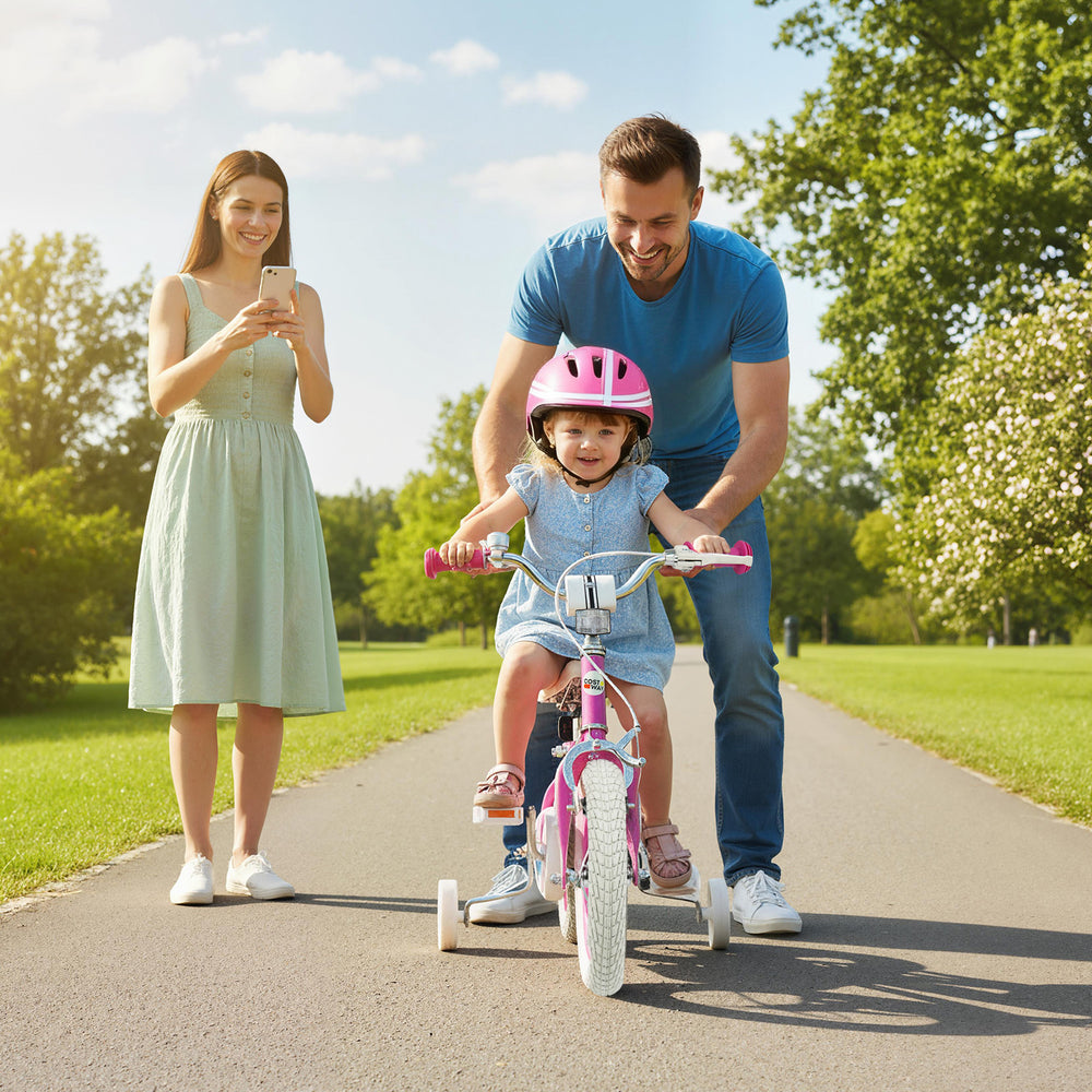 12 Inch Kids Bike for Aged 3-8 Years Old with Adjustable Handlebar Pink- Starlight Wave - Gallery View 1 of 11