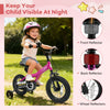 12-inch pink kids bike with removable training wheels, adjustable seat, and front and rear reflectors for safety.