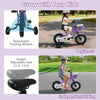 12-inch kids bike in magic purple with detachable training wheels, adjustable seat, and front basket for ages 3-4.