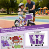 12-inch kids bike in Magic Purple with training wheels, removable basket, and colorful patterns for outdoor fun.