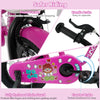 Close-up of the pink 12-inch kids bike's handle brake and enclosed chain guard for safe riding and easy control.