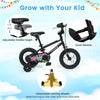 12-inch kids bike with adjustable seat, detachable training wheels, and bright monster graphics for ages 3-4.