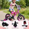 12-inch pink kids bike with training wheels, adjustable seat, and safety features for ages 3-4, perfect for outdoor fun.