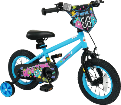 Costway Kids Bike w/ Training Wheels Blue Street Art Time 40470056 New