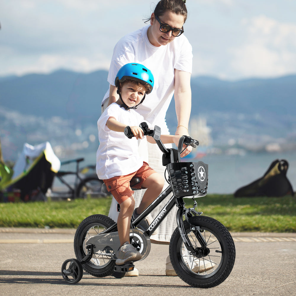 12 Inch Kids Bike with Basket and Training Wheels for Children Aged 3-5 Years Old - Gallery View 1 of 10
