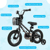 12-inch kids bike with basket, training wheels, ergonomic seat, and dual brake system for children aged 3-5 years.