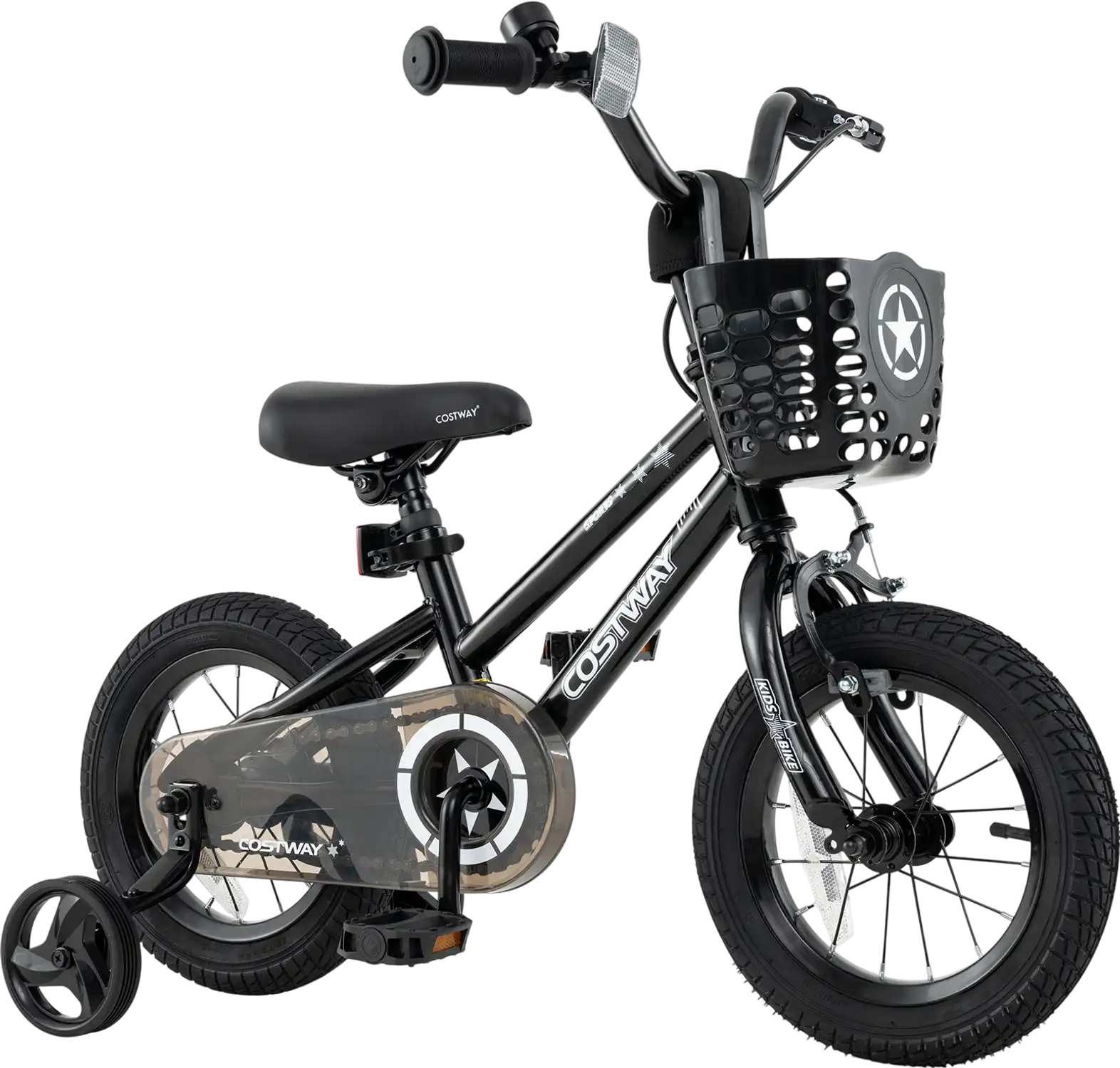 Costway Kids Bike w/ Basket & Training Wheels 12/14/16/18