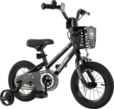 Costway Kids Bike w/ Basket & Training Wheels 12/14/16/18
