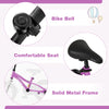 Bike bell and comfortable seat on a 12-inch kids bike with solid metal frame, ideal for children aged 3-4 years.