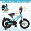 12-inch kids bike with adjustable seat and handlebars, dual brakes, and training wheels for safety and stability.