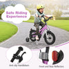 Kids bike with 12-inch wheels, anti-slip handlebars, dual brakes, and detachable training wheels for safe riding.