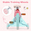 Stable training wheels on a 12-inch kids bike, featuring a pink frame and removable basket for ages 3-4 years.