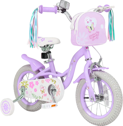 Costway Girls Kids Bike w/ Front Bag & Streamers 12-18