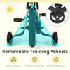 Removable training wheels on a 12-inch kids bike, enhancing balance and confidence for young riders.