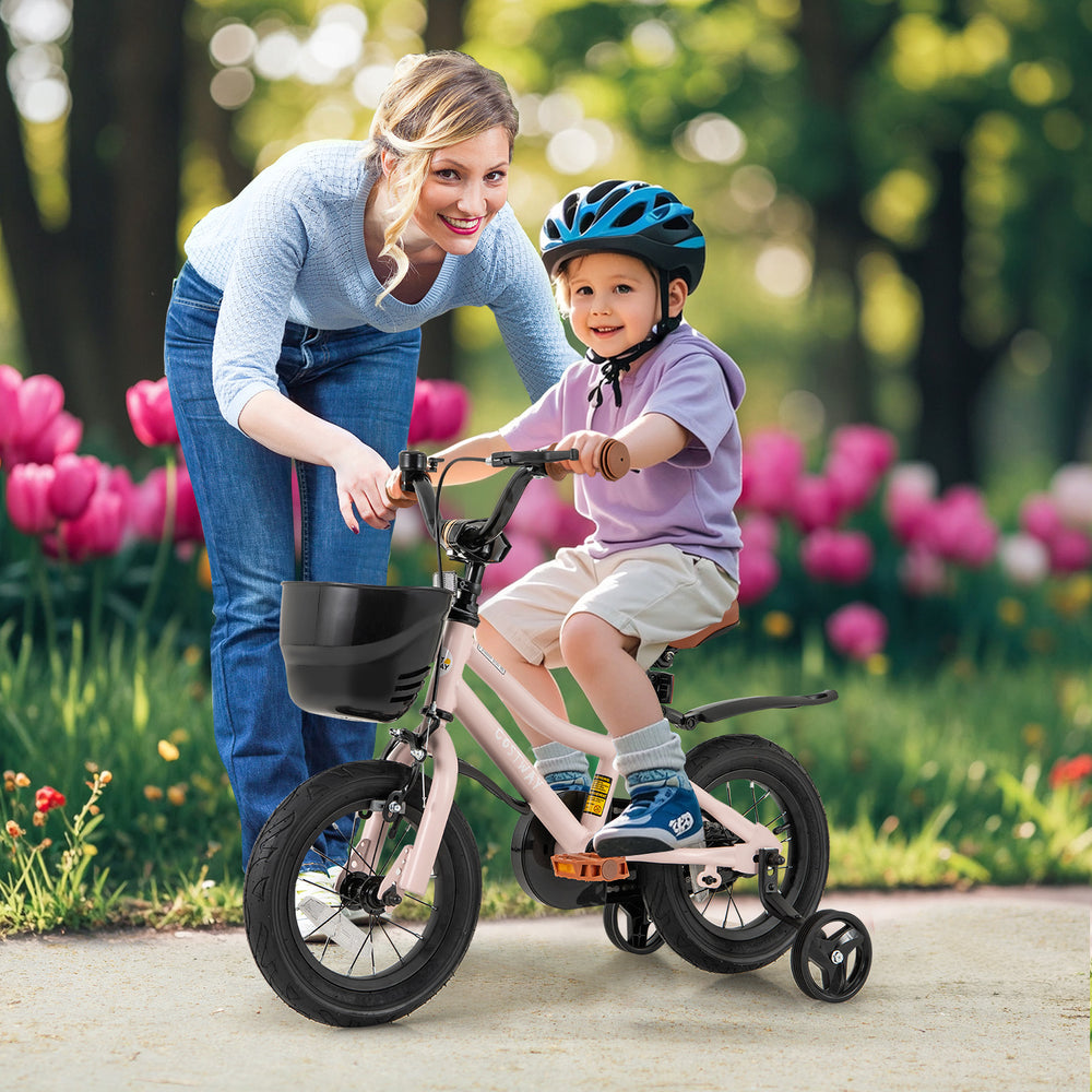 12 Inches Kids Bike with Basket and Adjustable Handlebar for 3-4 Years Old - Gallery View 1 of 9