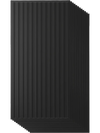 Black 12-pack PVC slat wall panels with 3D fluted texture for elegant interior wall decoration in living rooms and more.