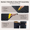 12-pack black PVC slat wall panels with 3D fluted texture, easy DIY assembly for modern interior wall decoration.