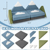 Modular kids play couch in snow mountain theme, featuring soft velvet fabric and high-density foam for comfort and.