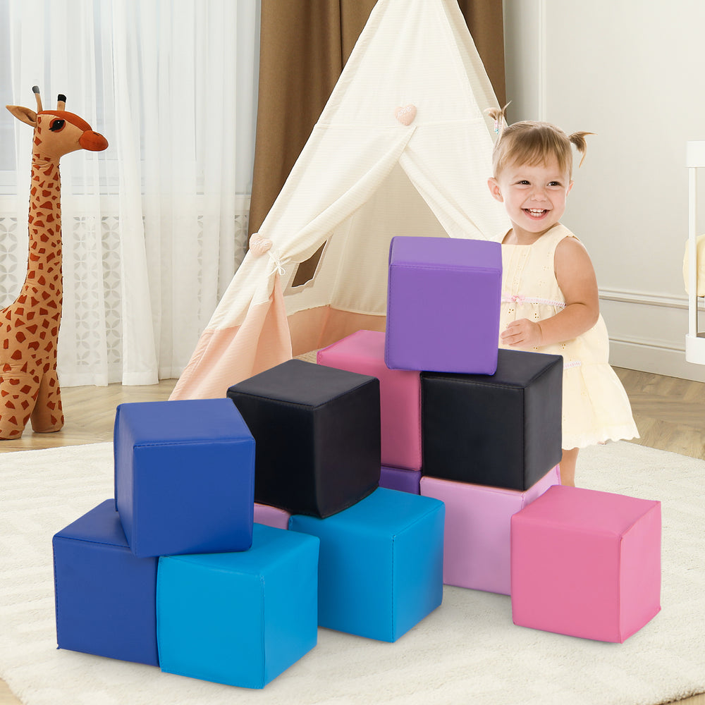 12 Pieces Soft Foam Building Blocks Climbing Foam Cubes Set for Kids-Deep Multicolor - Gallery View 1 of 10