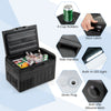 Portable 12V car refrigerator with touch panel, 23QT capacity, removable divider, and built-in LED light for easy.