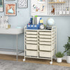 12-Drawer Rolling Storage Cart with Removable Drawers and Lockable Wheels-Beige - Gallery View 1 of 11