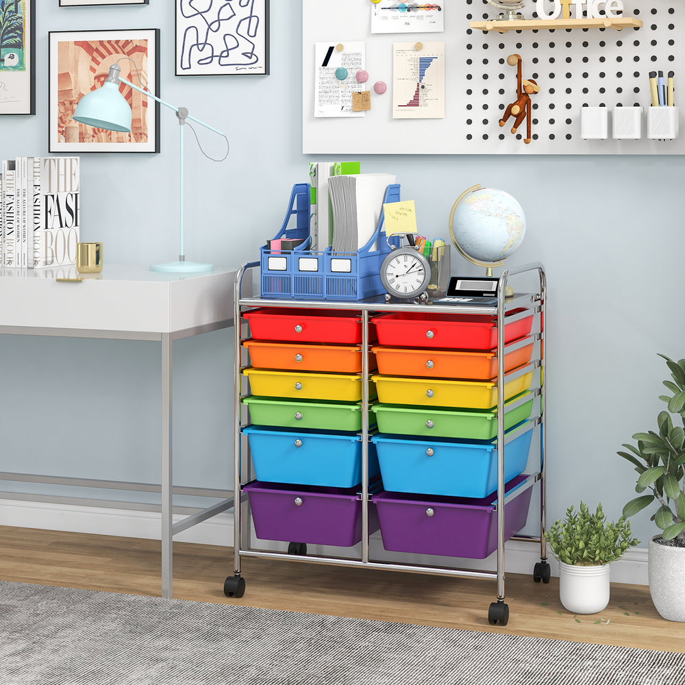 12 Drawers Rolling Cart Storage Scrapbook Paper Organizer Bins-Multicolor - Gallery View 1 of 10