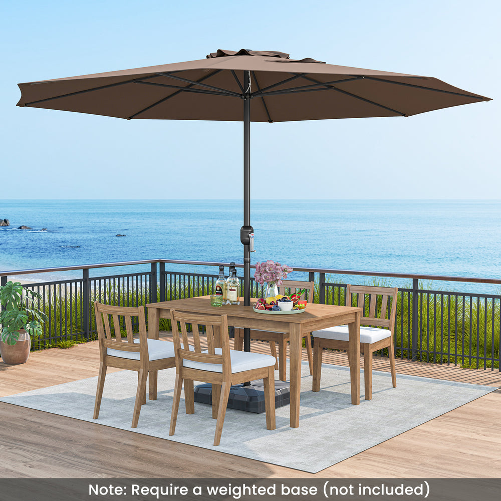 12 Feet Patio Umbrella with Crank Handle and 8 Sturdy Ribs-Coffee - Gallery View 1 of 10
