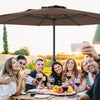 12 feet coffee patio umbrella with crank handle, providing large shade for gatherings on the patio or poolside.