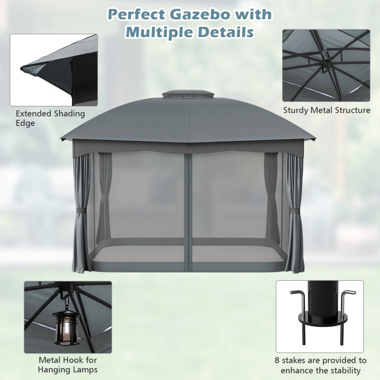 Costway Gazebo Canopy 12 x 10 Ft Heavy Duty Steel Double Vented New