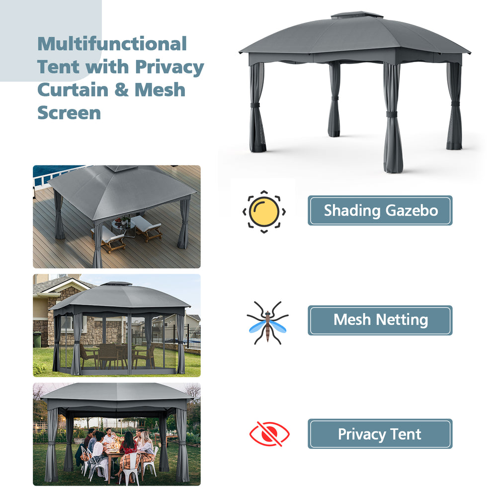 Costway Gazebo Canopy 12 x 10 Ft Heavy Duty Steel Double Vented New